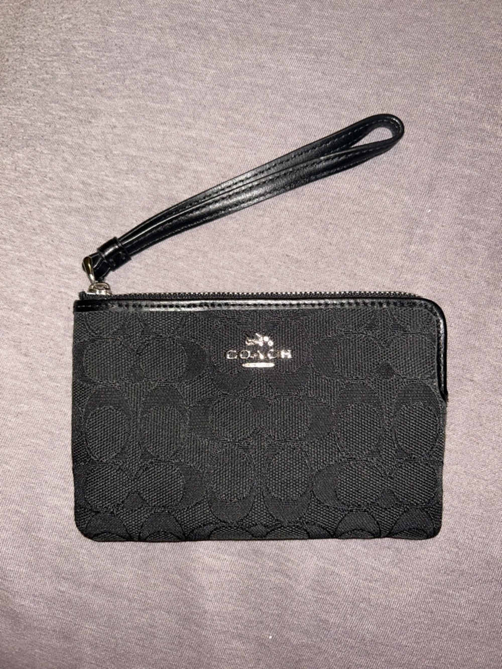 Coach Black Corner Zip Wristlet